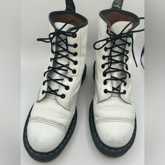Vintage Dr. Martens White Bex Toe Cap 1460 Lace up Boot Made In England W 11 - Picture 4 of 11